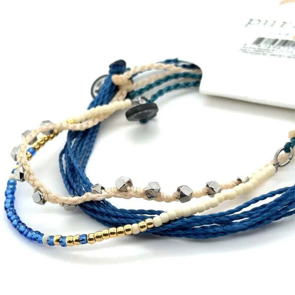 NWT Pura Vida Blue/Silver‎ Theme Bracelet Set